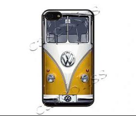 VW Retro Yellow iPhone 4/4s Case - Black Plastic